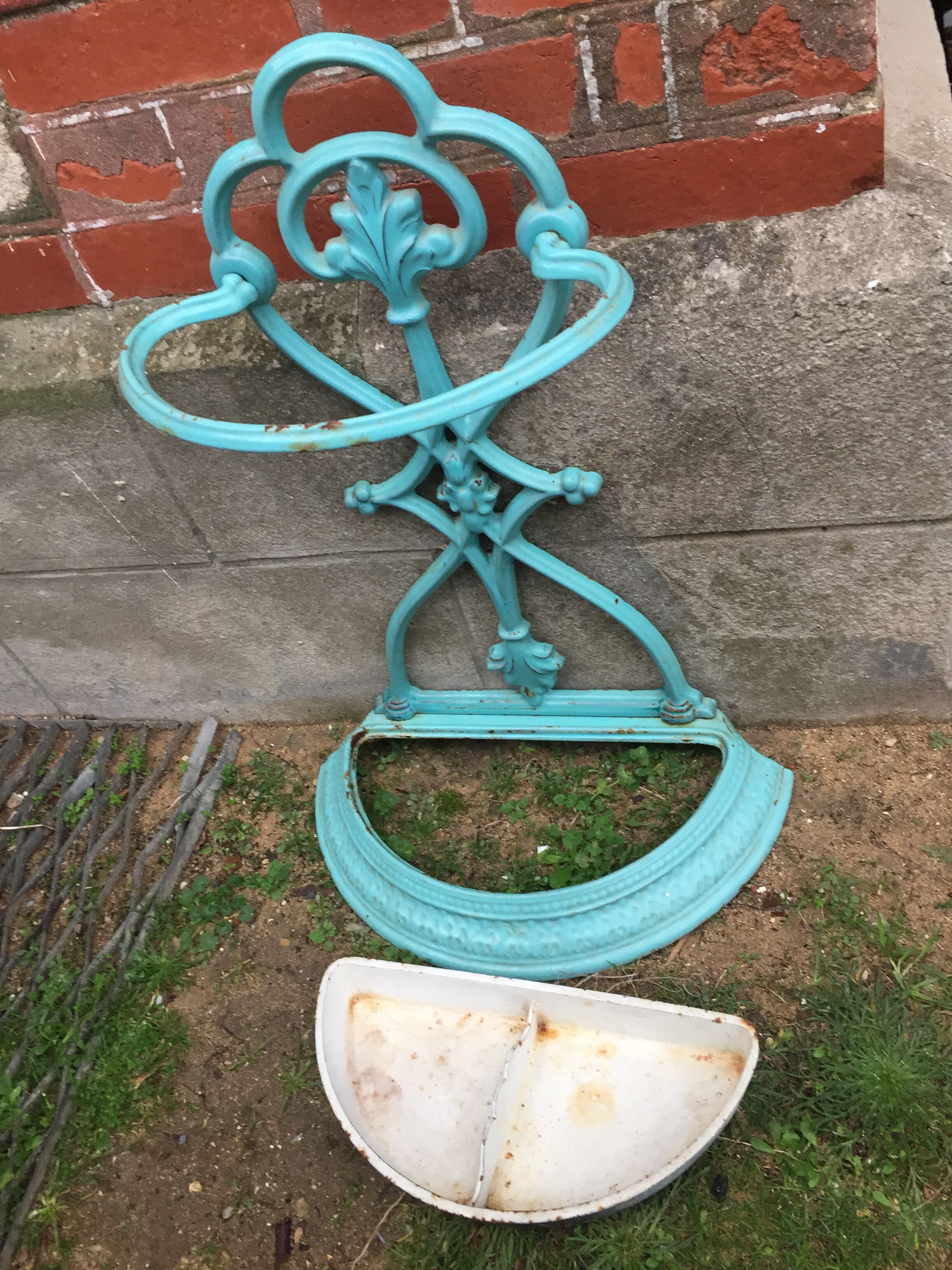 Enameled cast iron umbrella stand circa 1900