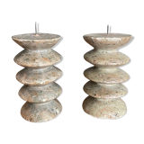 Pair of candle holders, marble candle holders