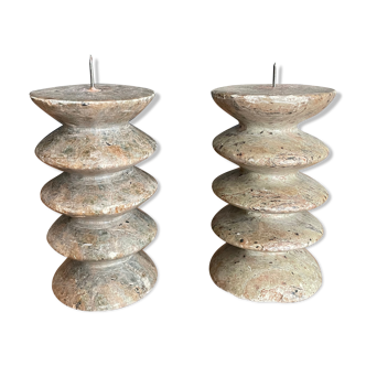 Pair of candle holders, marble candle holders