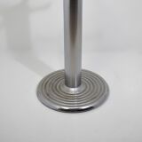 Square bistro dining table, wood, chrome and cast iron