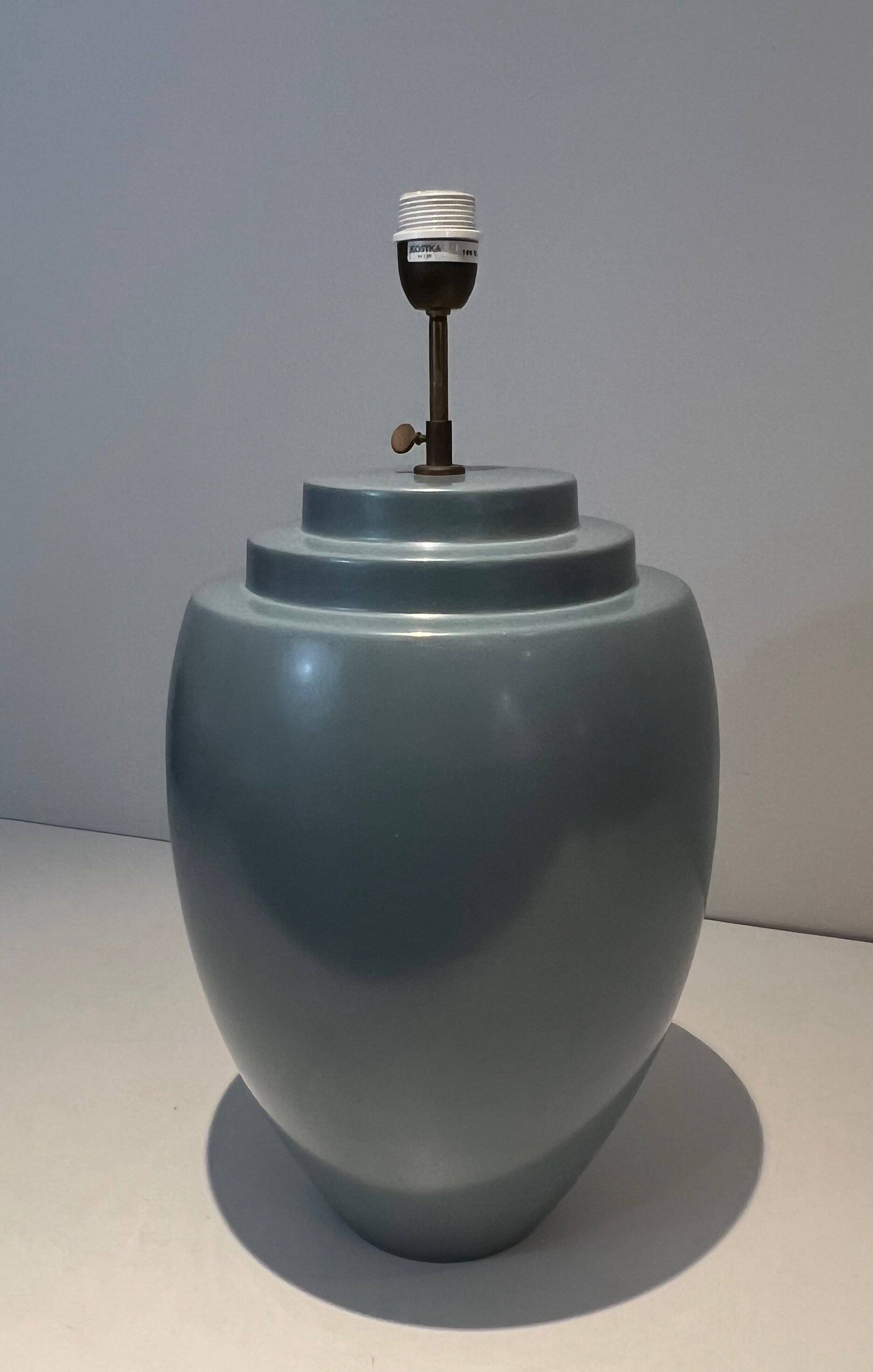 Blue ceramic lamp by Kosta
