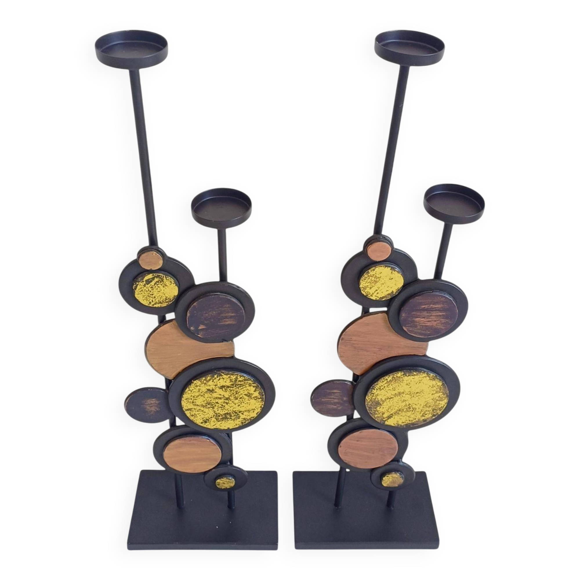 Large Mid-Century Italian Wrought Iron Candelabra, Psychedelic Design, 1970s