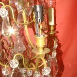 Bronze and crystal chandelier with 4 arms from the early 20th century