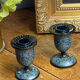 Pair of Kashmiri candlesticks, lacquered papier-mâché