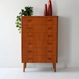 1950s Scandinavian Teak Chest of Six Drawers