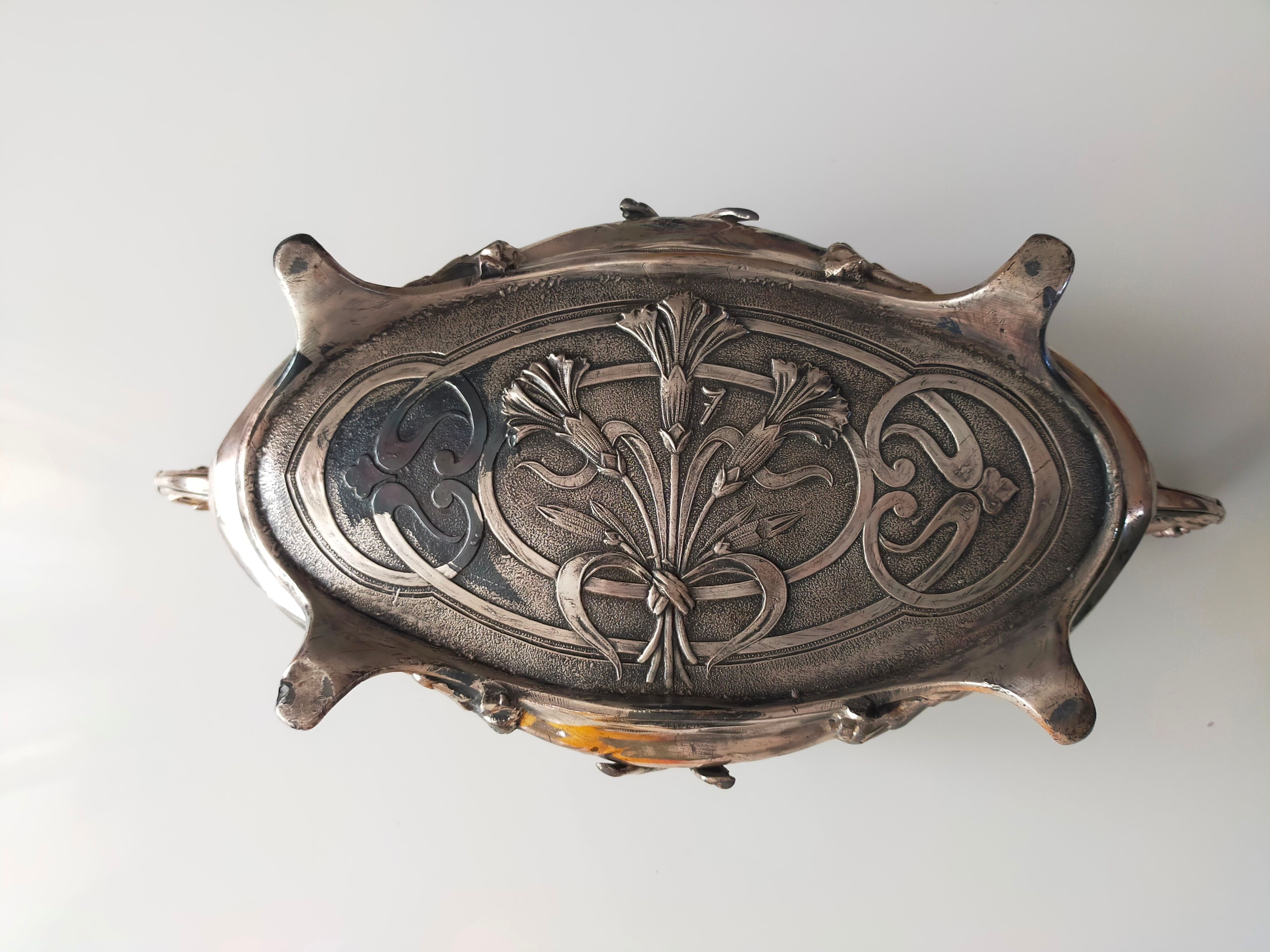 Art Nouveau silver bronze planter