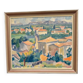 Original Swedish Oil on Canvas – “Bourg St Andeol, France” by Evert H. Duhan – Dated 1947 – Vintage & Framed