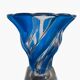 Vase en verre bleu cobalt et transparent – Forme de fleur – 19 x 18 cm