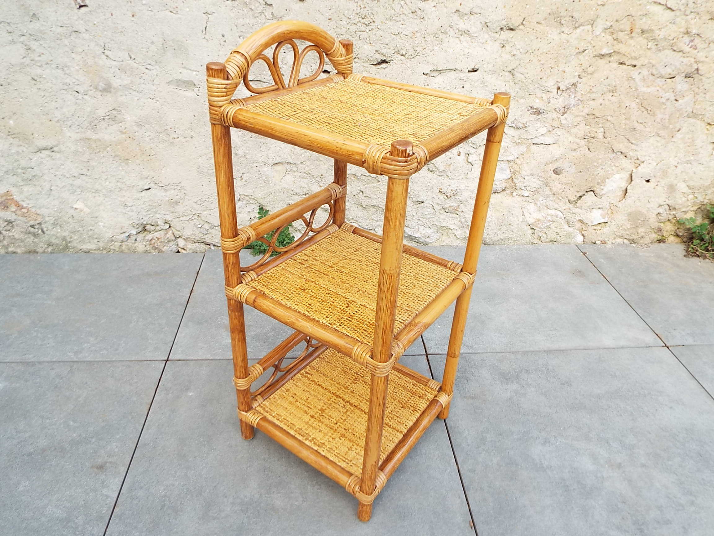 Rattan and bamboo bedside table