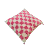 Berber cushion chessboard pink Beni Ouarain