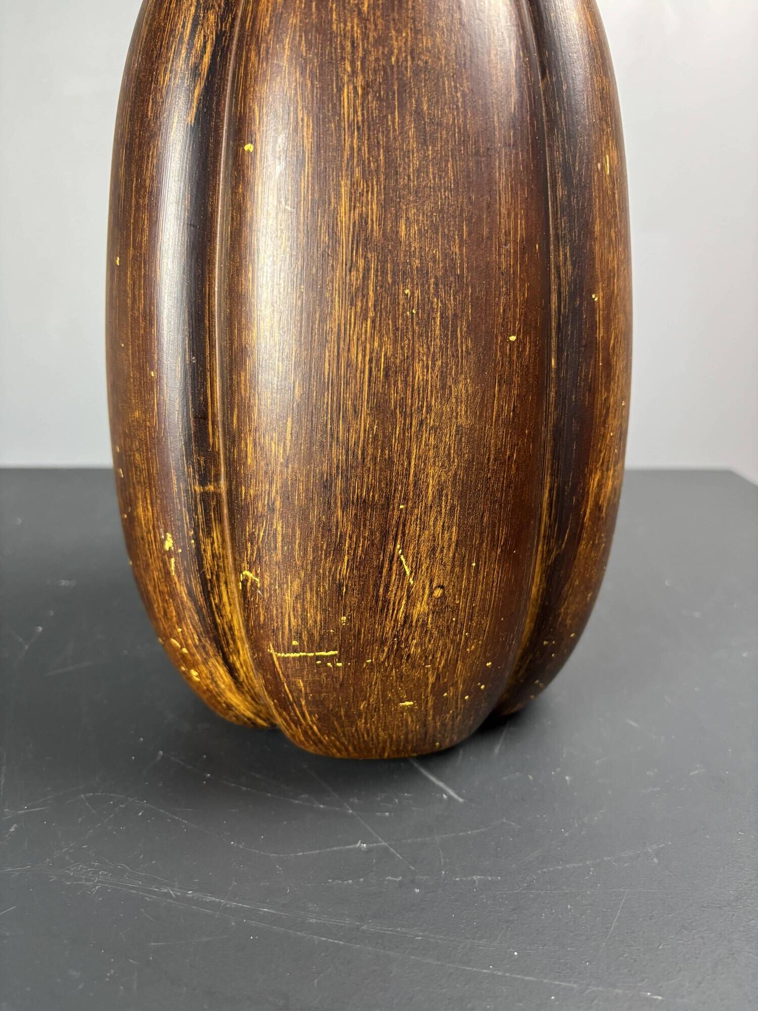 Midcentury faux bois ceramic Coco de Mer table lamp, 1970s