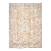 Tapis d'aire vintage persan fait à la main en laine et coton marron clair des années 1970 284x392