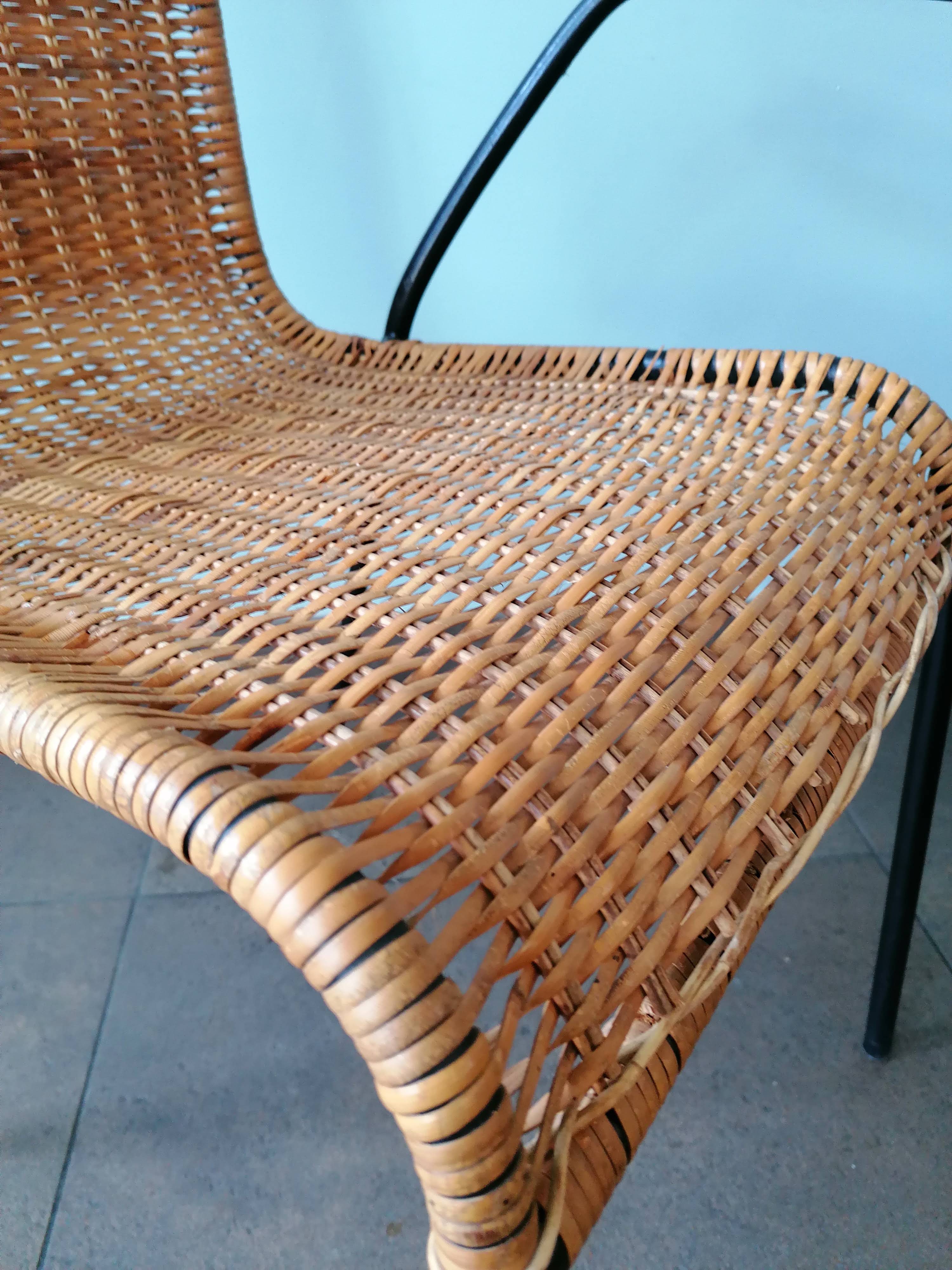Rattan armchair, metal structure, Germany, 70s
