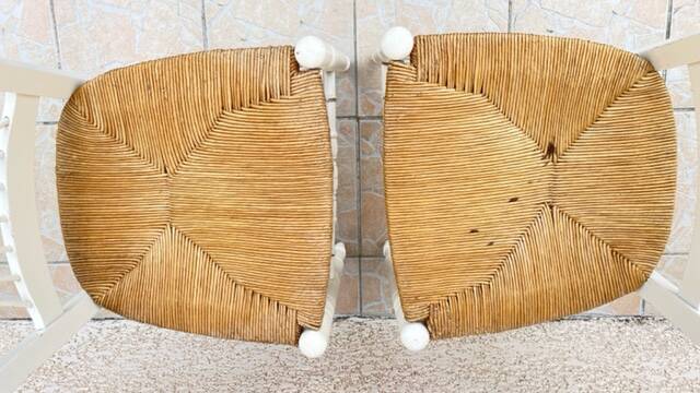 Vintage white straw chairs