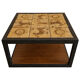 Low Table in Glazed Ceramic and Black Metal, Decorated with Stylised Birds