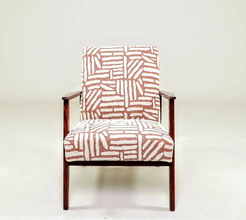 Modern vintage ecru ethnic armchair 1970