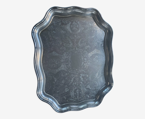 Large chiseled metal top vintage floral pattern