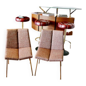 PAIR OF VINTAGE 4-SIDED CHAIRS BY PIERRE GUARICHE 1950