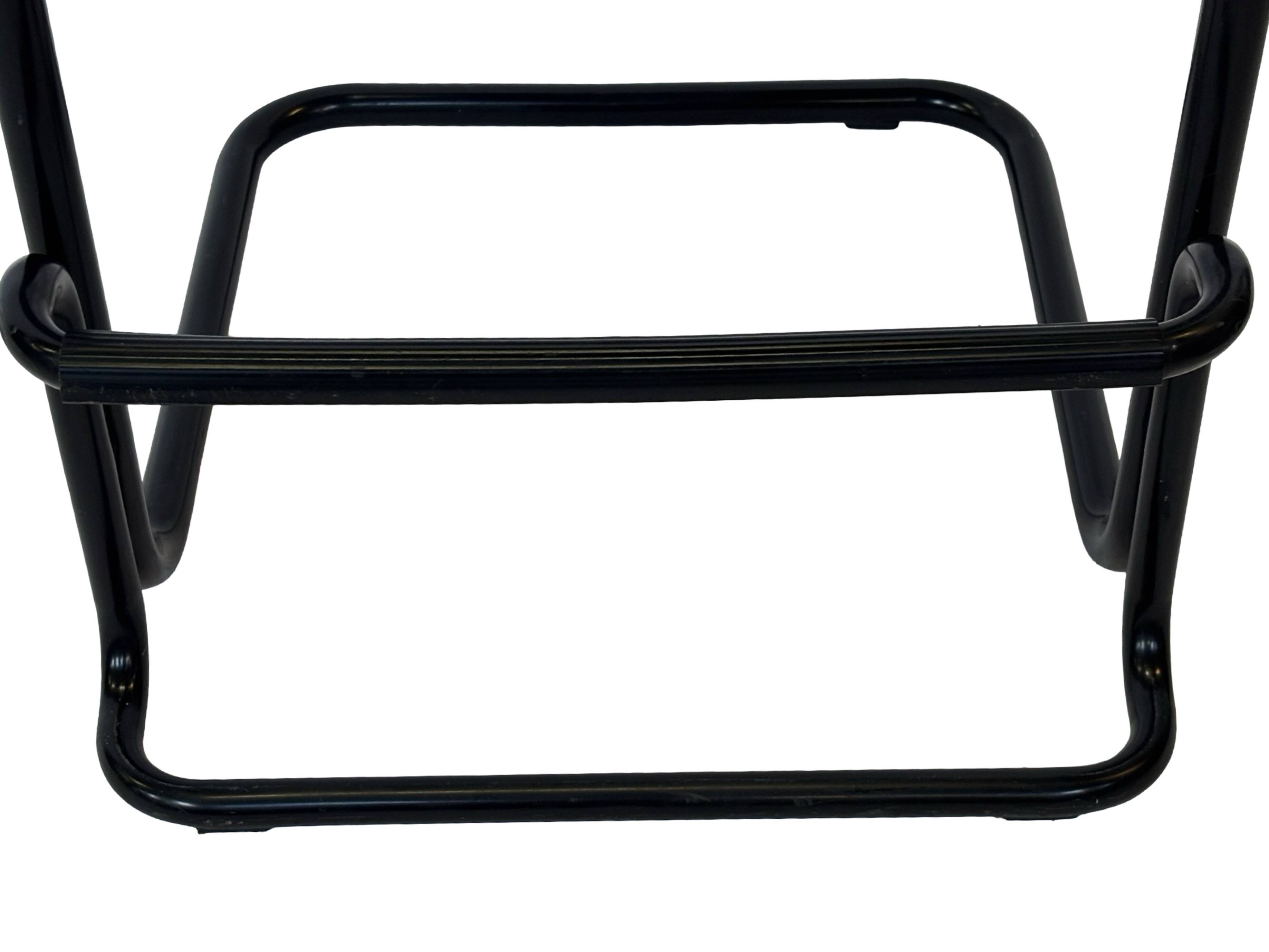 Vintage Black Leather & black frame Italian Modern Barstool