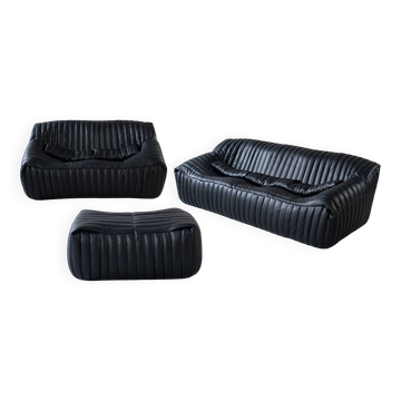Sandra Set by Annie Hieronimus for Cinna – Black Leather Sofa Collection