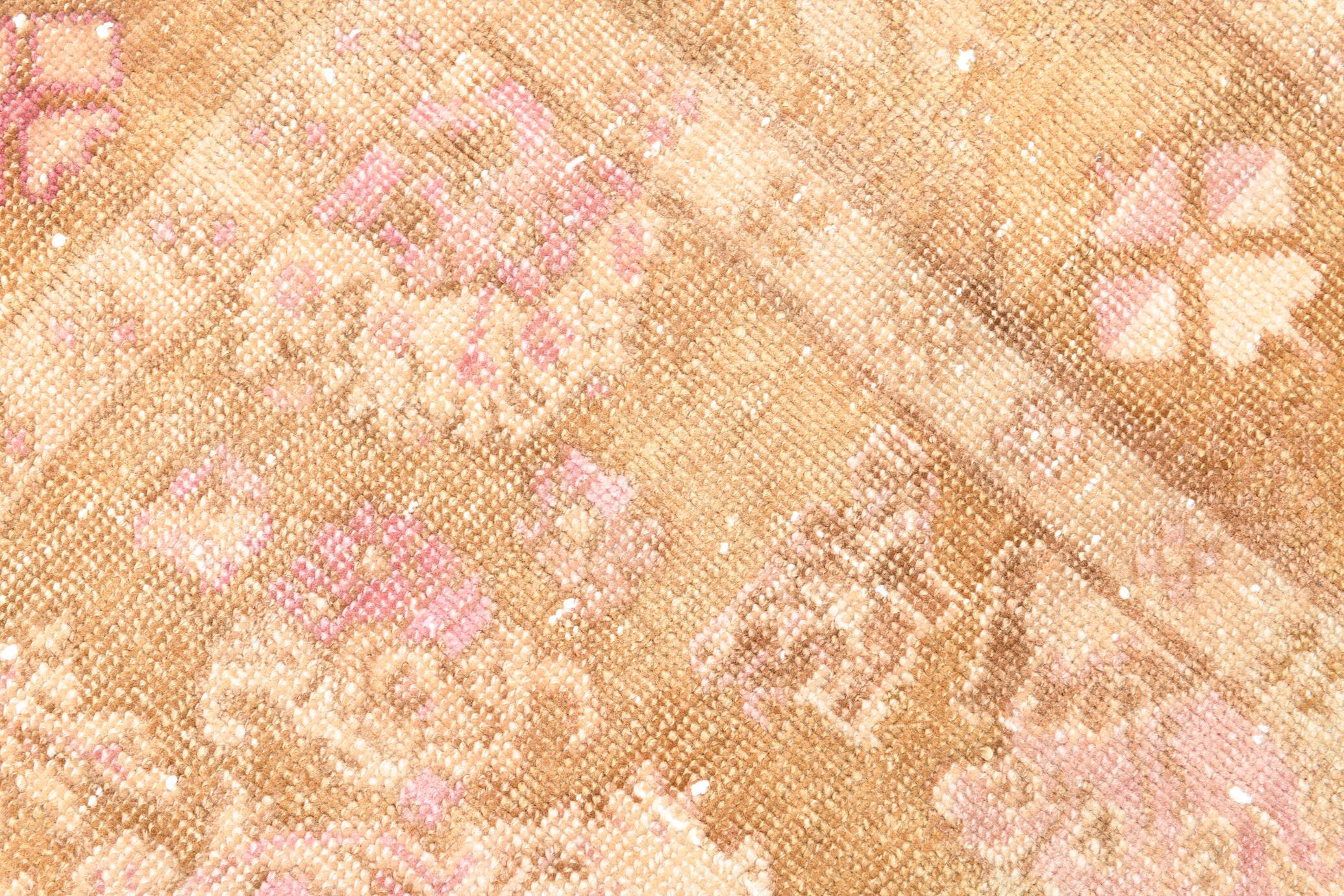 2x7 pink and brown turkish runner rug, 204x58cm