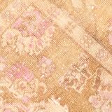 2x7 pink and brown turkish runner rug, 204x58cm
