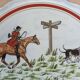 Large serving dish, Couleuvre porcelain, Hunting, Pierre Chambry