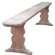 Long French wabi-sabi bench in weathered pine – circa 1900