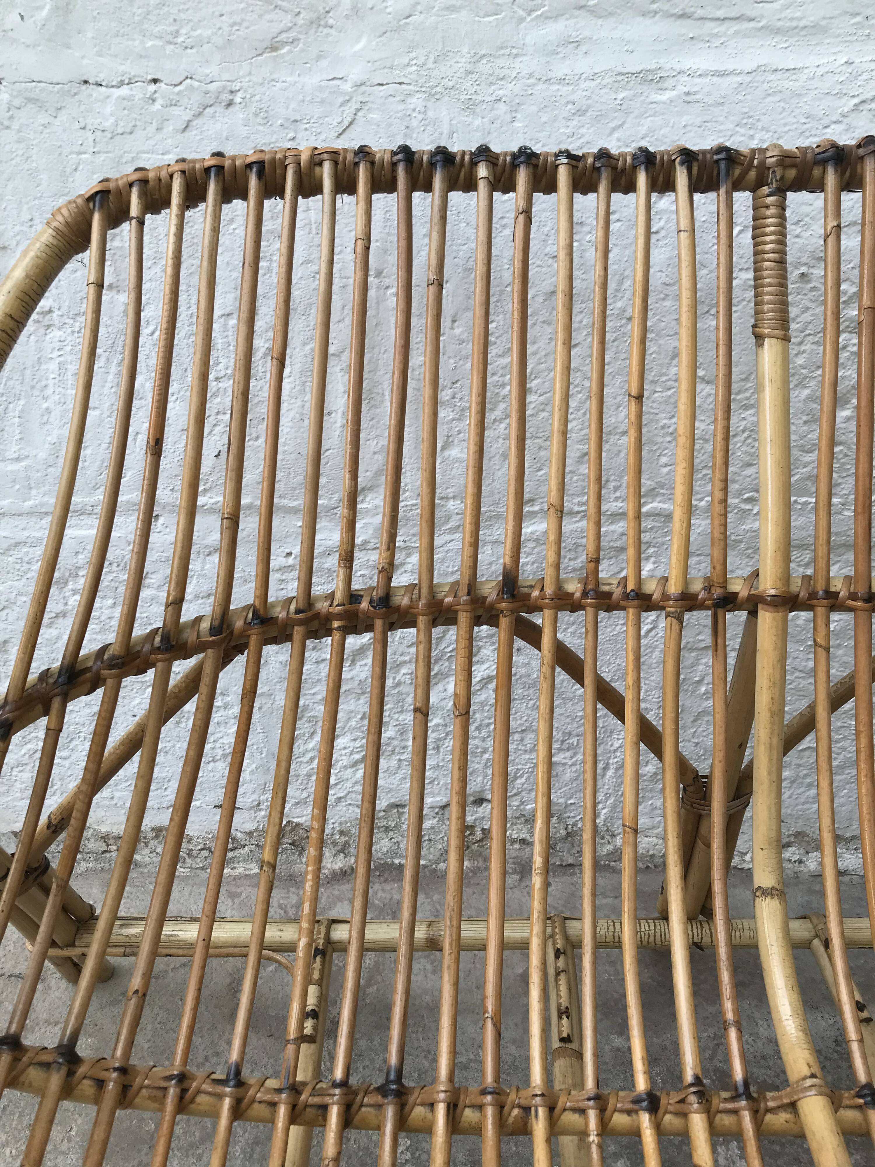 Vintage rattan bench
