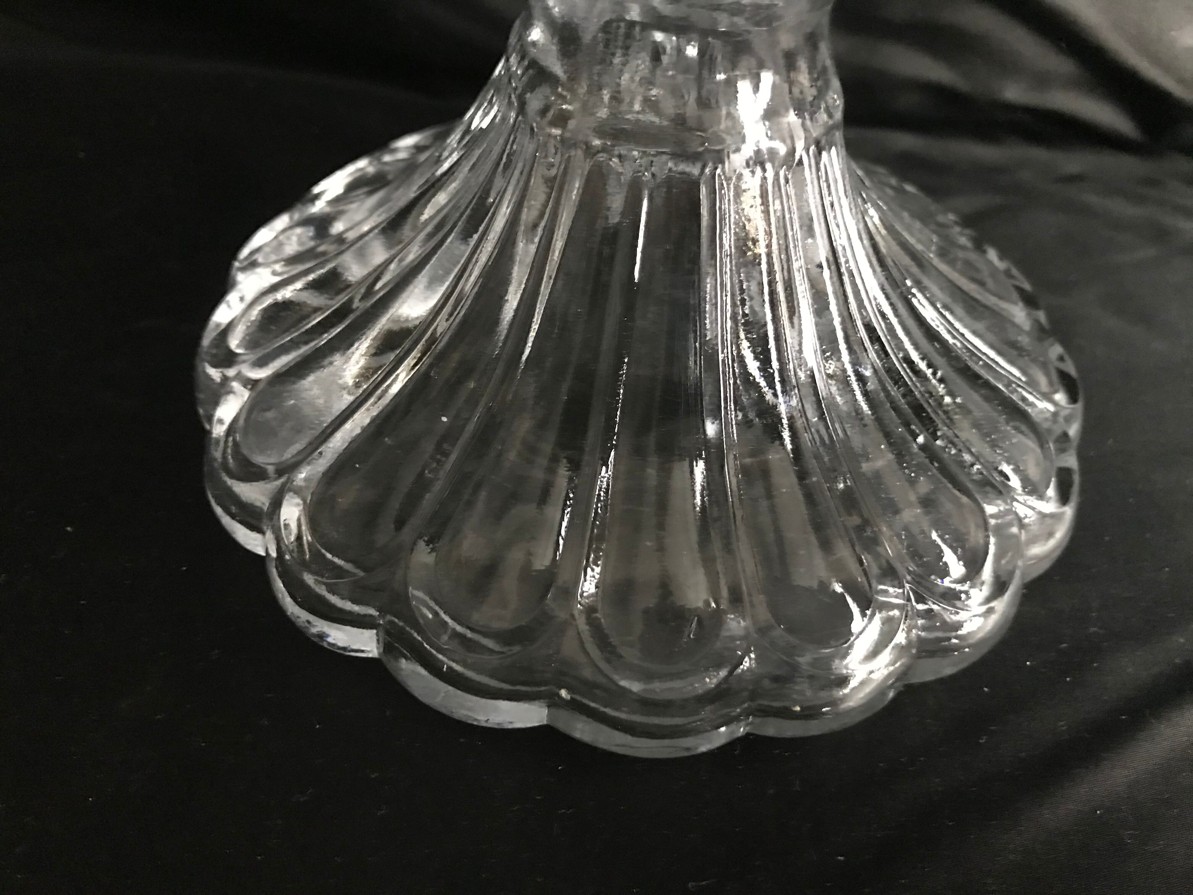 Glass candlesticks blown and pressed