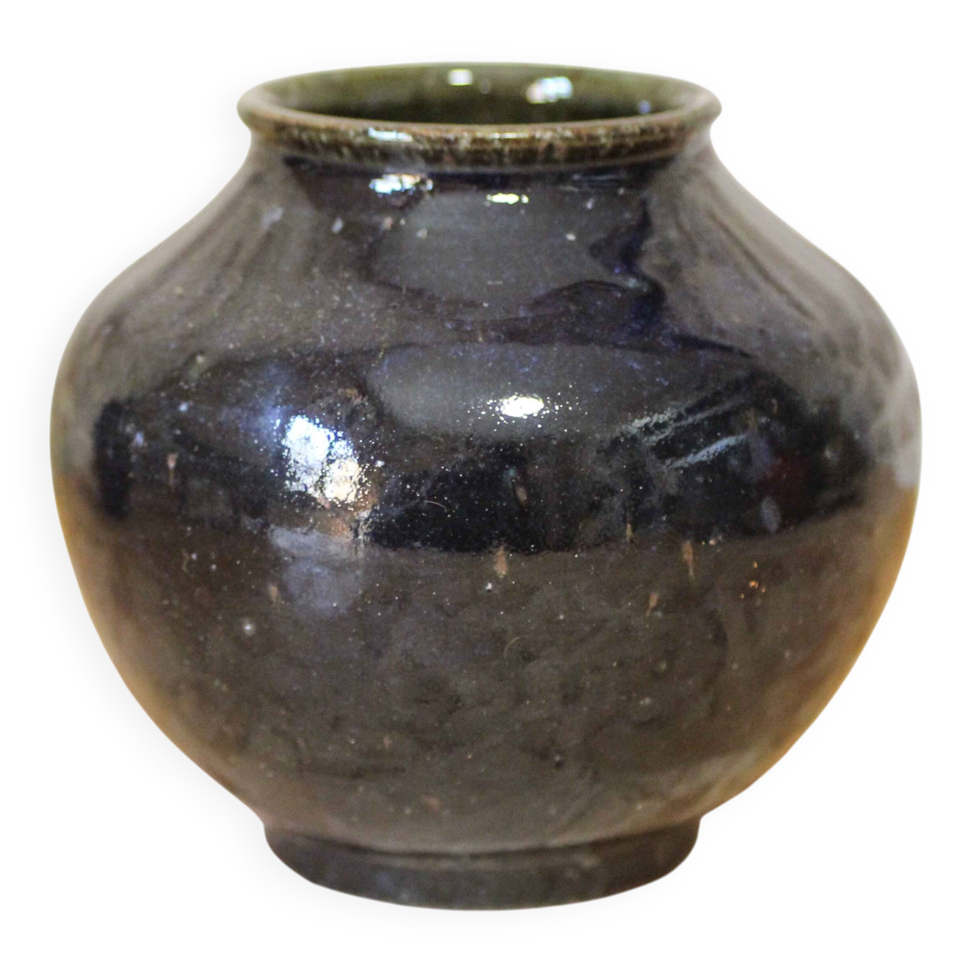 Small glazed stoneware vase signed
