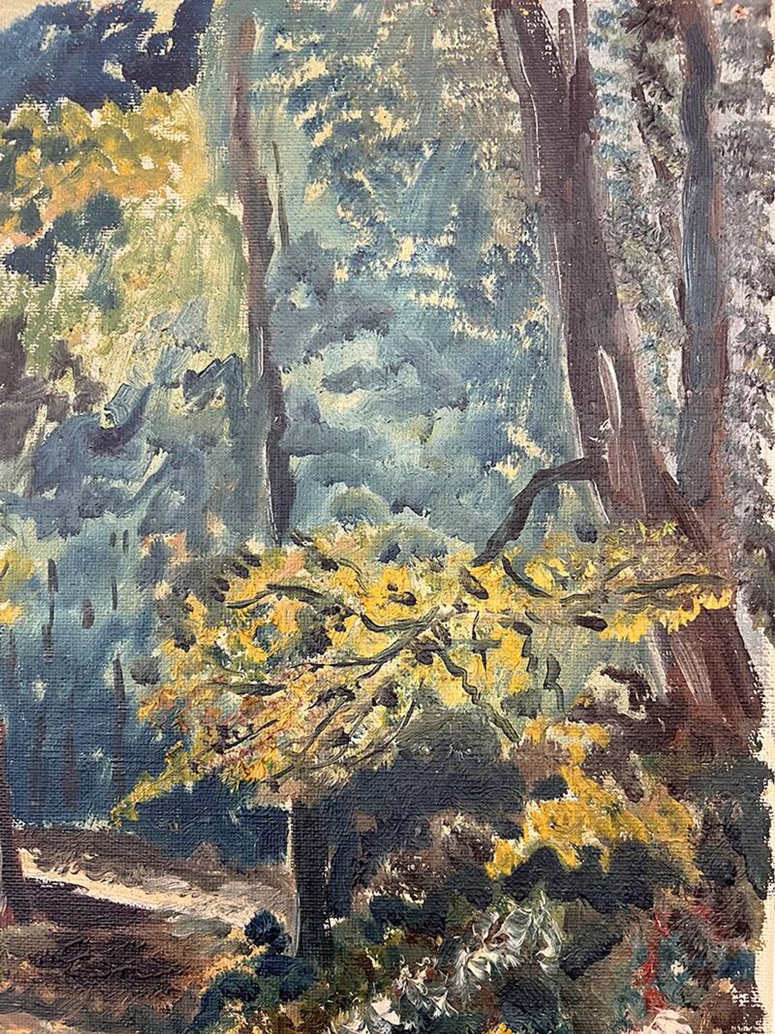 Tableau, huile sur toile « Chemin dans la forêt »