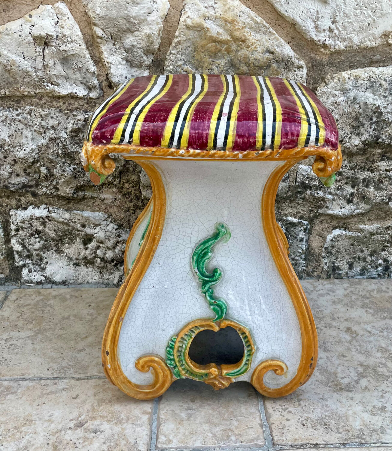 Italian ceramic garden stool