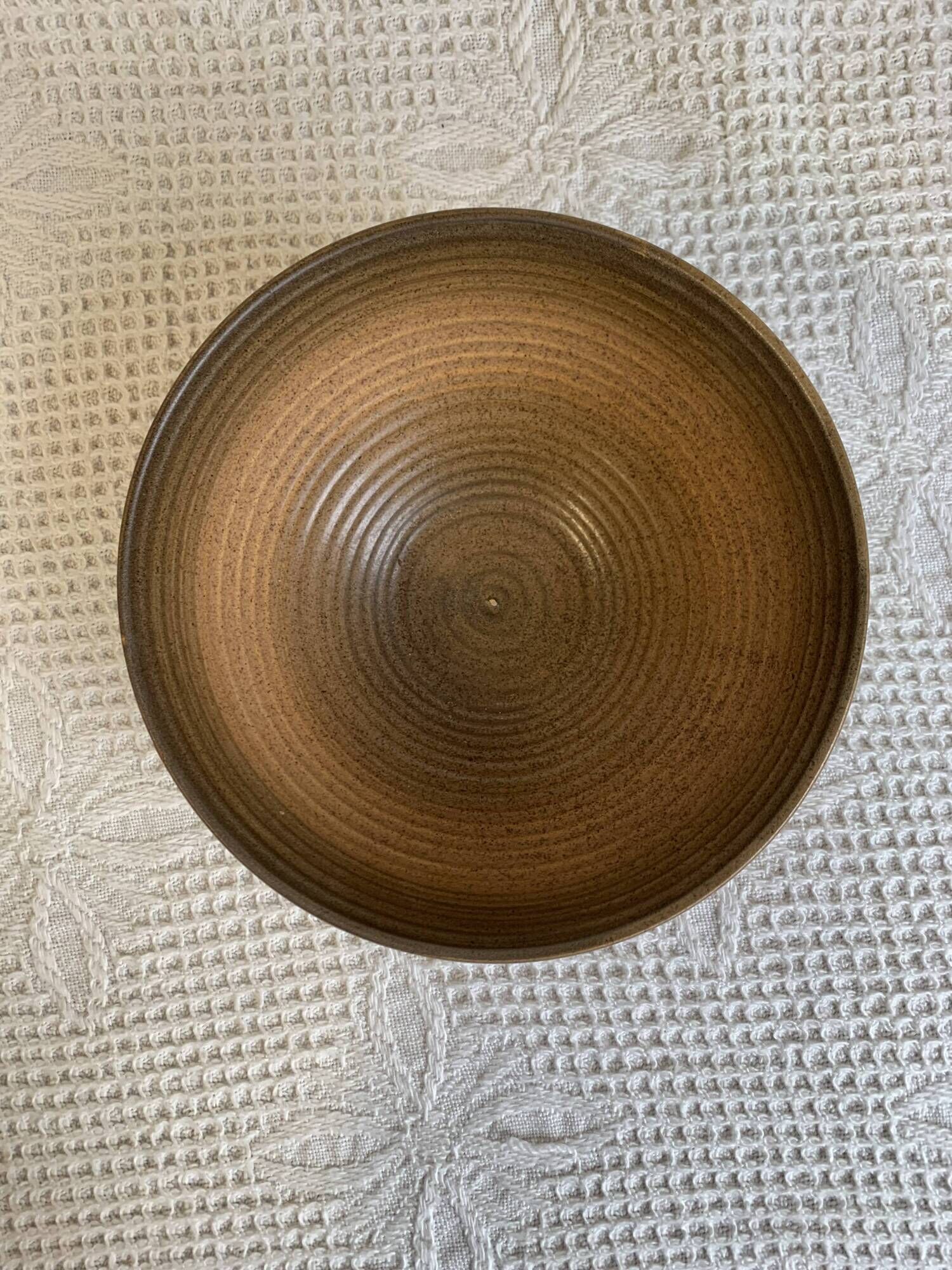 Large Longchamp glazed stoneware salad bowl, dating from the 1970s, in brown tones