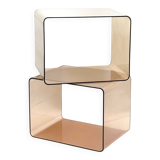 Pair of Vintage 70s Smoked Plexiglass Stands