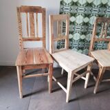 5 chaises en bois vintage