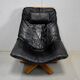 Leather and beech relaxation chair - 1970 / 1980