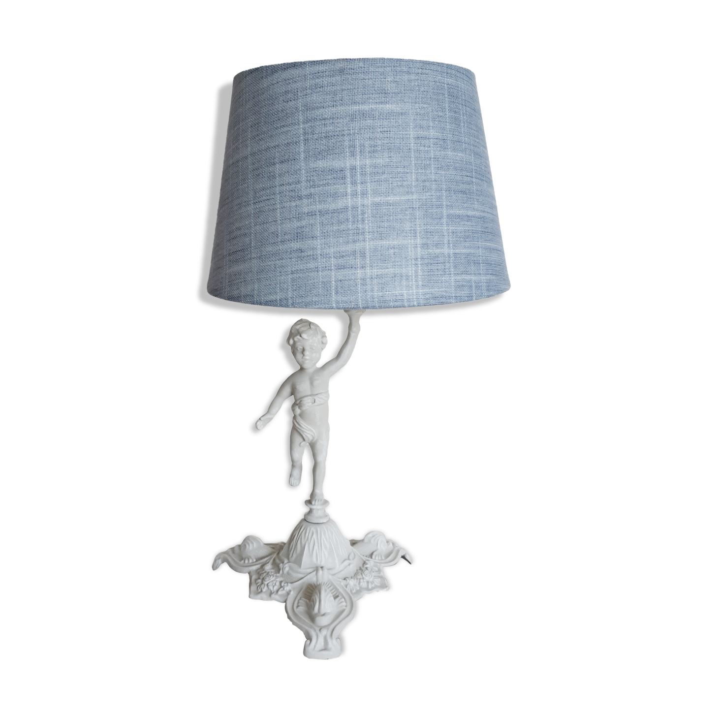 Gray patinated angel bedside lamp