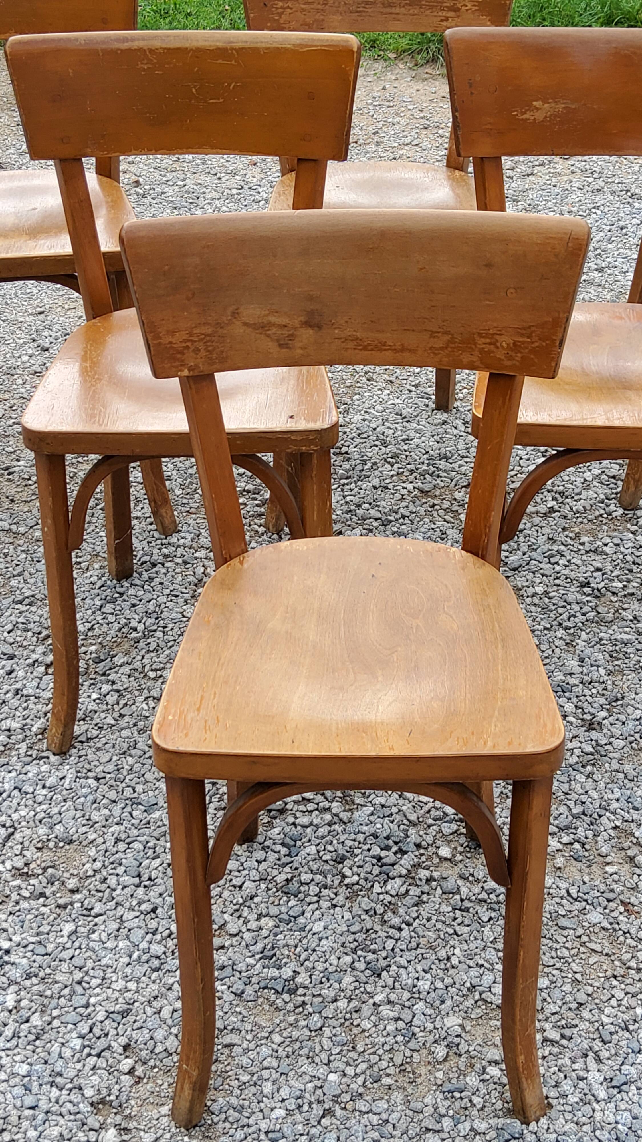 Set of 6 Baumann bistro chairs from the 50s stamp with iron