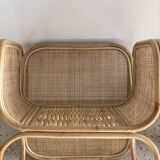 Amsterdam rattan armchair with U-shaped armrest, squared canework