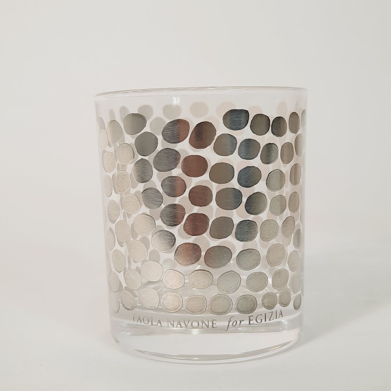 Set of glasses with 90s silver decoration Paola Navone for Egizia
