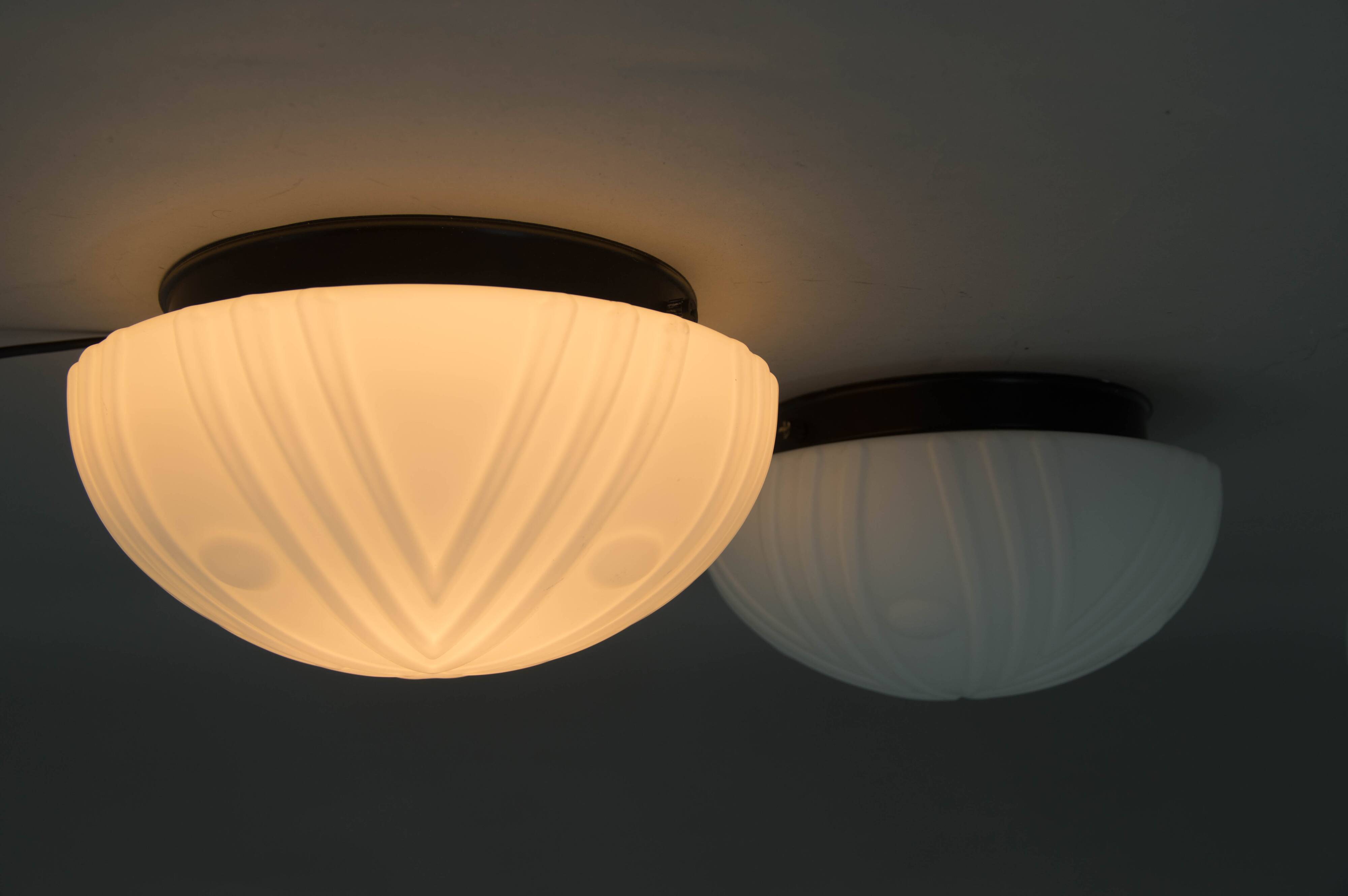 Pair of Mid-Century Flush Mounts, 1990s