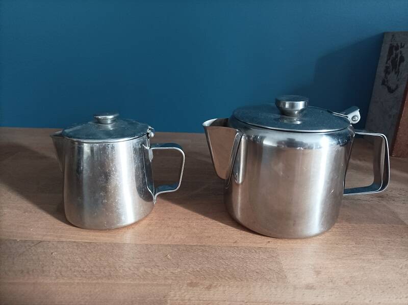 chrome stainless steel milk jug teapot