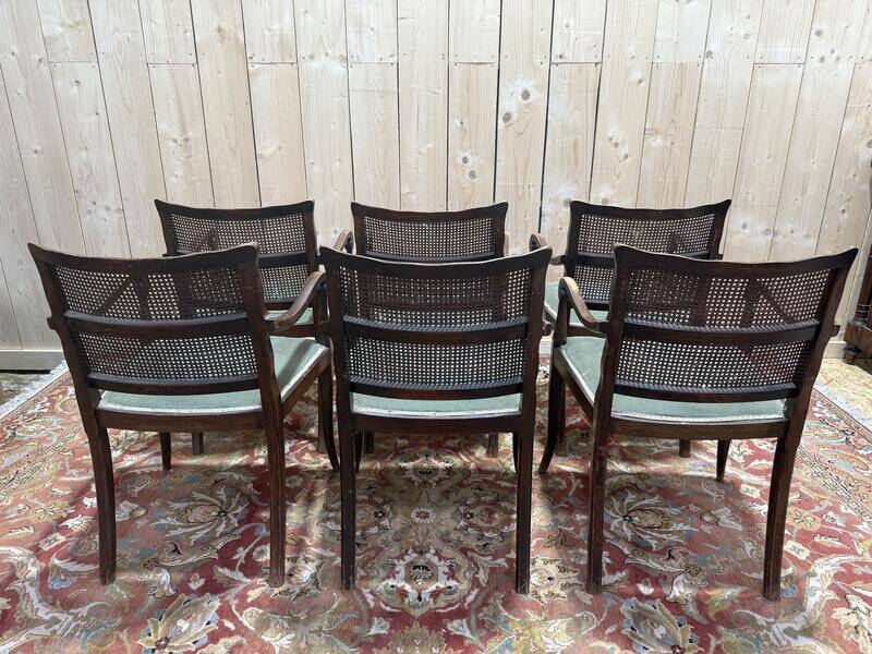 Suite de 6 fauteuils anglais en cannage