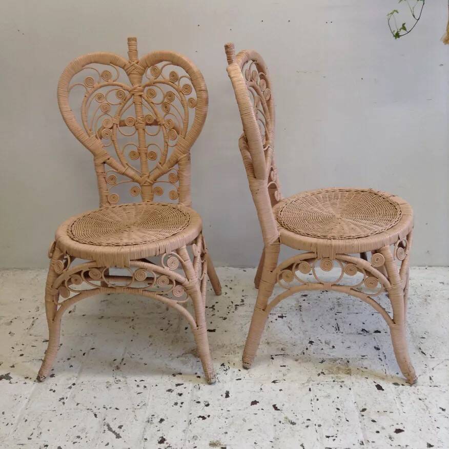 Pair of Peacock rattan chairs