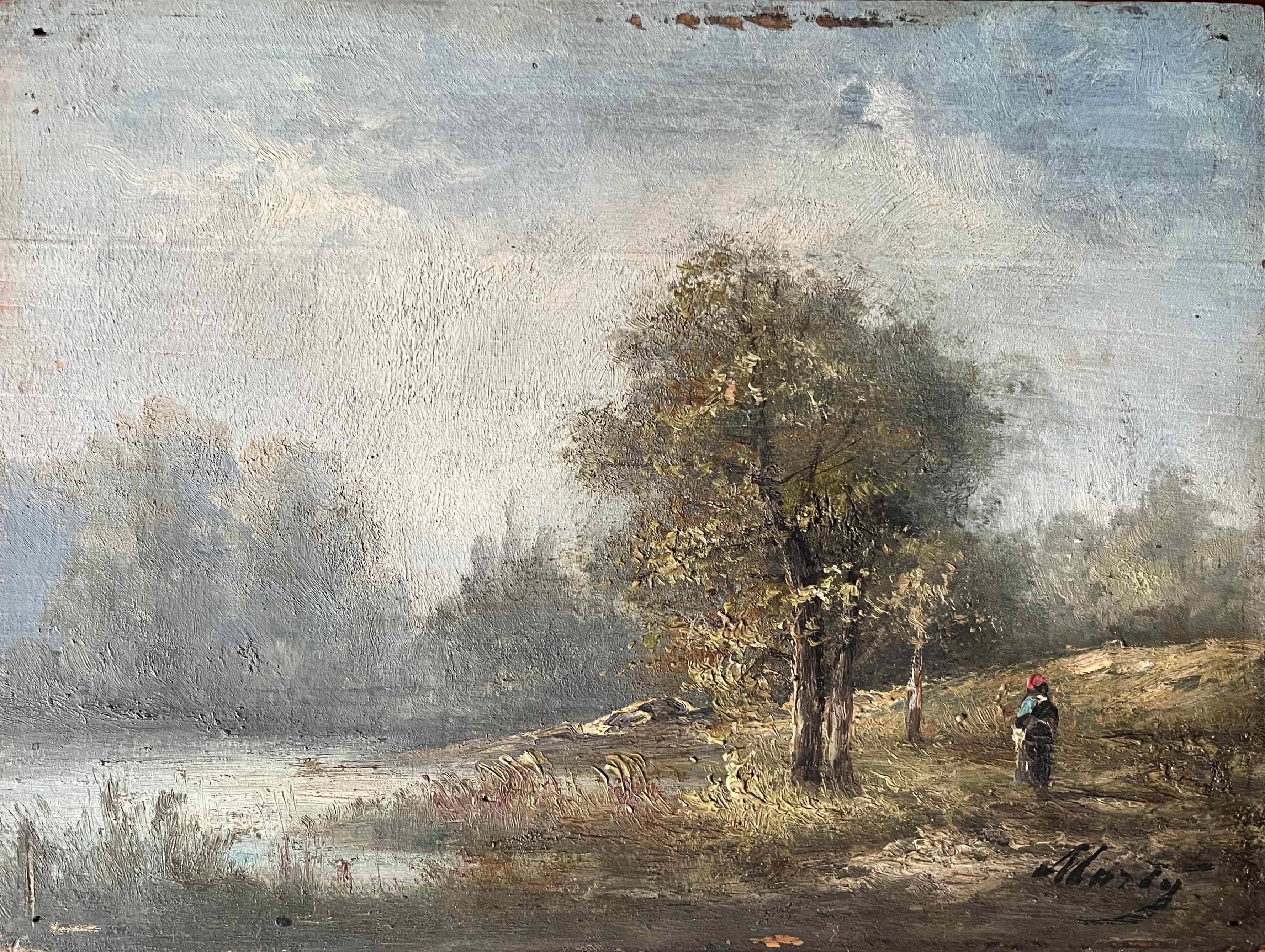 Paintings Pendant HSP "Barbizon Landscapes" signed Marty XIX°