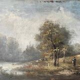 Paintings Pendant HSP "Barbizon Landscapes" signed Marty XIX°