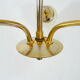 Old 3-branched chandelier, brass and chiseled glass tubes, 60s
