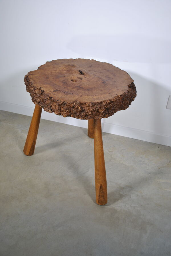 table basse tripode orme massif 1960