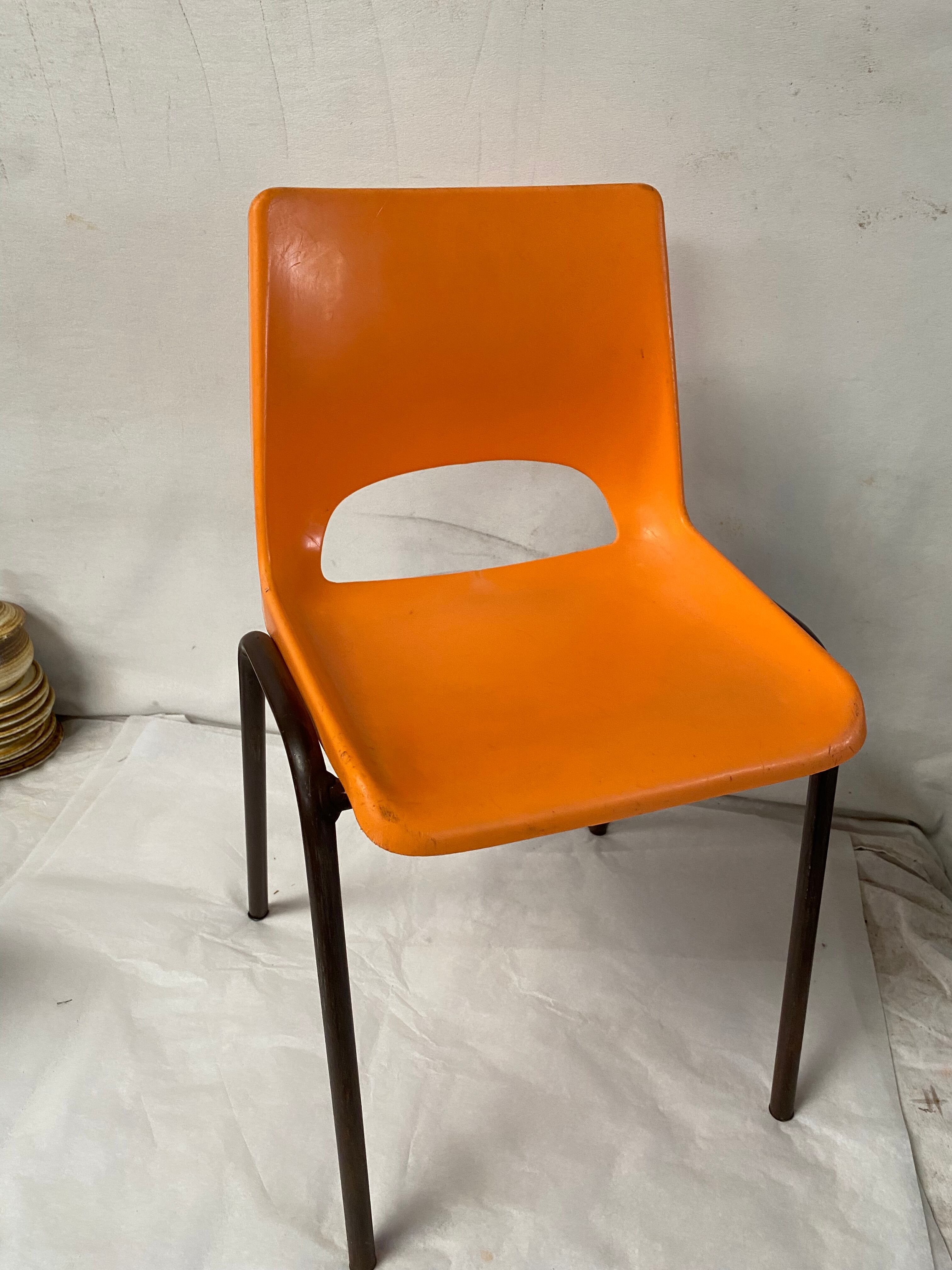 Vintage plastic orange plastic children's chair